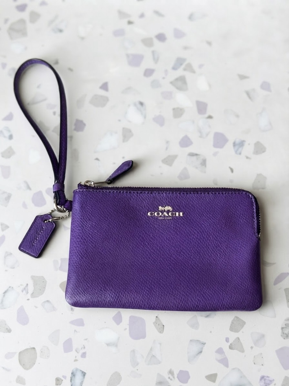 Purple Coach Corner Zip Wristlet-2016 - Picture 4 of 5